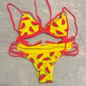 Vibrant Watermelon Print Bikini Set
